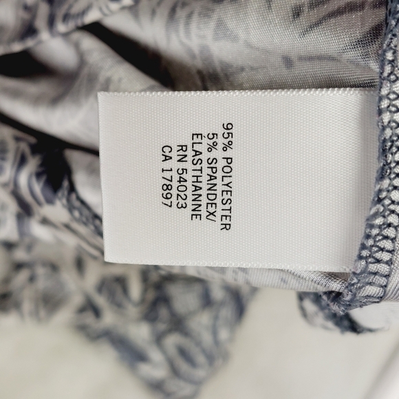 Banana Republic White Gray Blue Floral Short Sleeve Jewel Neck Midi Dress P4222 - Picture 8 of 9